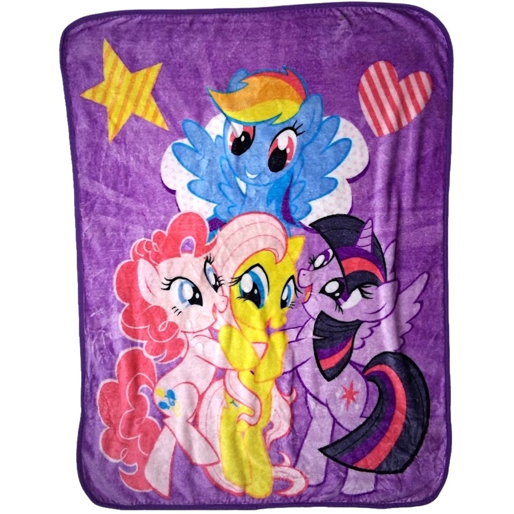 Pre-Owned My Little Pony Purple Throw Blanket‎ Fleece Kids Girls Soft 40x50
